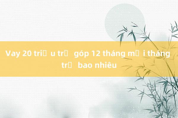 Vay 20 triệu trả góp 12 tháng mỗi tháng trả bao nhiêu