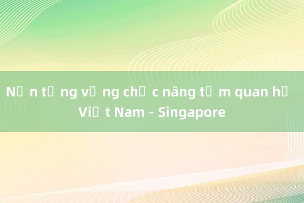 Nền tảng vững chắc nâng tầm quan hệ Việt Nam - Singapore